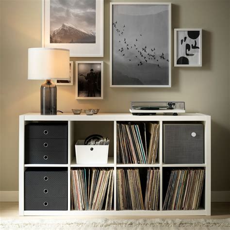 adding metal brackets to kallax shelves for vinyl records|ikea KALLAX wall anchor hardware.